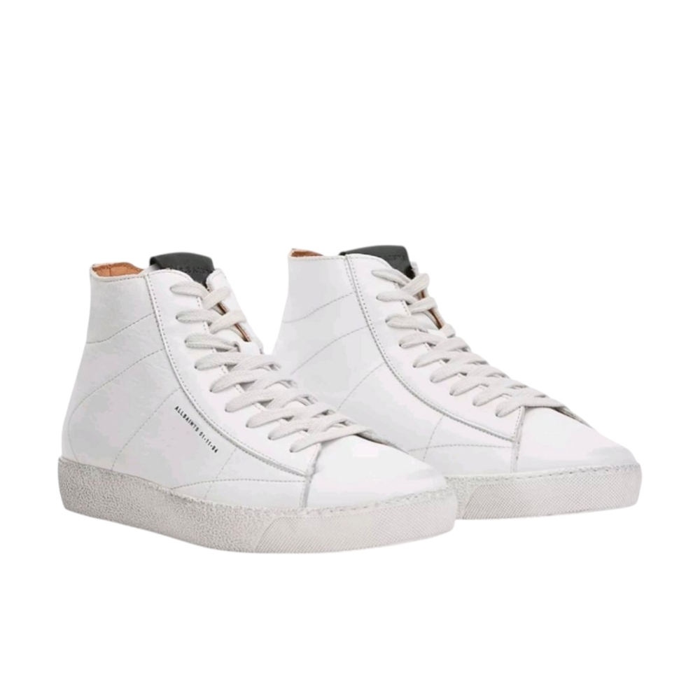 ALL SAINTS | Tundy White Logo Leather High Top Sneakers Women’s Size 9